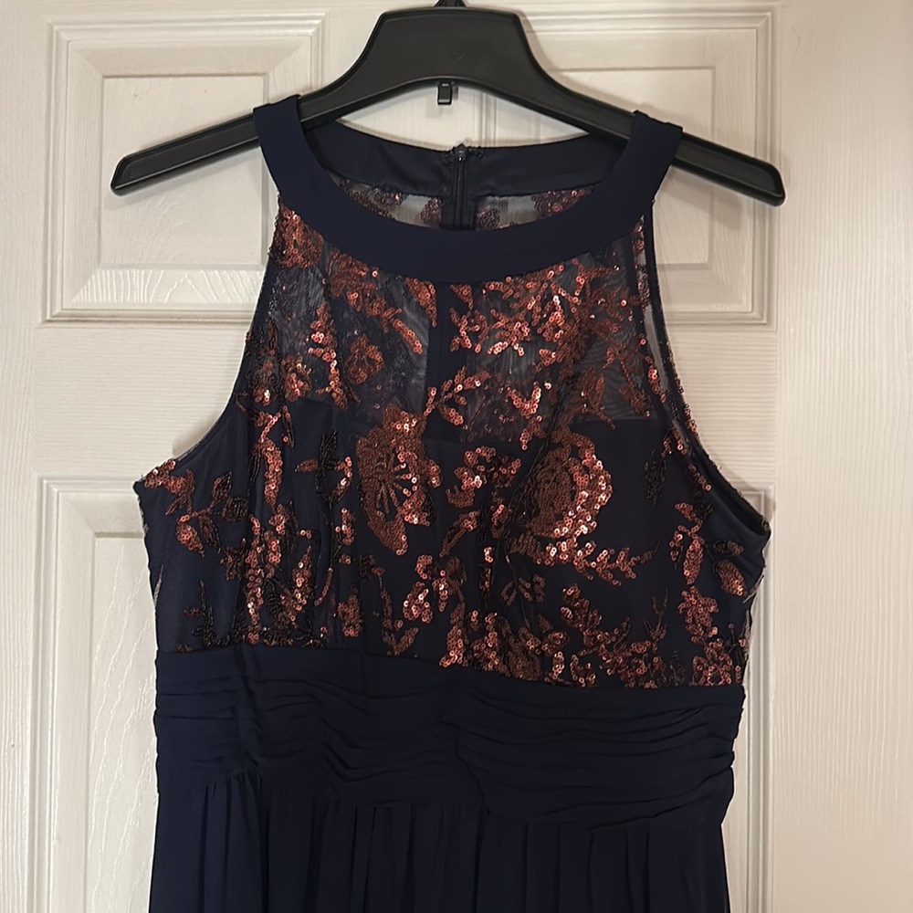 Stunning Sequin Detail! Navy & Copper Formal Dress - Scarlett, 12
